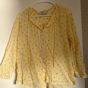 LOFT Light Yellow Floral Blouse